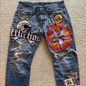 Ed Hardy skull embroidered Jeans